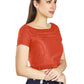 Aastha Fashion Orange Art Silk Pleated Boat Neck Princes Readymade Blouse