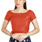 Aastha Fashion Orange Art Silk Pleated Boat Neck Princes Readymade Blouse