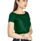Aastha Fashion Green Art Silk Pleated Boat Neck Princes Readymade Blouse