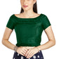 Aastha Fashion Green Art Silk Pleated Boat Neck Princes Readymade Blouse