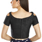 Aastha Fashion Black Art Silk V Neck Frill neck Work Readymade Blouse