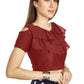 Aastha Fashion Maroon Art Silk V Neck Frill neck Work Readymade Blouse