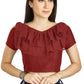 Aastha Fashion Maroon Art Silk V Neck Frill neck Work Readymade Blouse