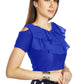 Aastha Fashion Royal Blue Art Silk V Neck Frill neck Work Readymade Blouse