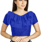 Aastha Fashion Royal Blue Art Silk V Neck Frill neck Work Readymade Blouse
