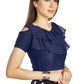 Aastha Fashion Navy Blue Art Silk V Neck Frill neck Work Readymade Blouse