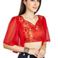 Aastha Fashion Red Brocade V Neck Pleated Frill In Sleeve Readymade Blouse