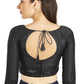 Aastha Fashion Black Art Silk Round Neck Sequence Border in Sleeves Or Waist Readymade Blouse