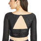 Aastha Fashion Black Art Silk Round Neck Sequence Border in Sleeves Or Waist Readymade Blouse