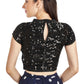Aastha Fashion Black Net Collar Neck Sequence Work Readymade Blouse