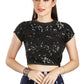 Aastha Fashion Black Net Collar Neck Sequence Work Readymade Blouse