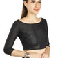 Aastha Fashion Black Art Silk Sweet Heart Neck Sequence Border in Sleeves Or Waist Readymade Blouse