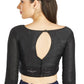 Aastha Fashion Black Art Silk Sweet Heart Neck Sequence Border in Sleeves Or Waist Readymade Blouse
