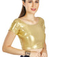 Aastha Fashion Gold Matty Boat Neck Plain Readymade Blouse