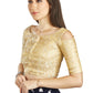 Aastha Fashion Beige Brocade Boat Neck Cold Sleeve Readymade Blouse