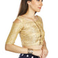Aastha Fashion Beige Brocade Boat Neck Cold Sleeve Readymade Blouse