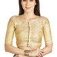 Aastha Fashion Beige Brocade Boat Neck Cold Sleeve Readymade Blouse