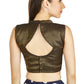 Aastha Fashion Black Brocade V Neck Chinese Collar Princes Cut With Body Piping Readymade Blouse