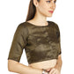 Aastha Fashion Black Brocade Boat neck Plain Readymade Blouse