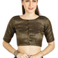 Aastha Fashion Black Brocade Boat neck Plain Readymade Blouse
