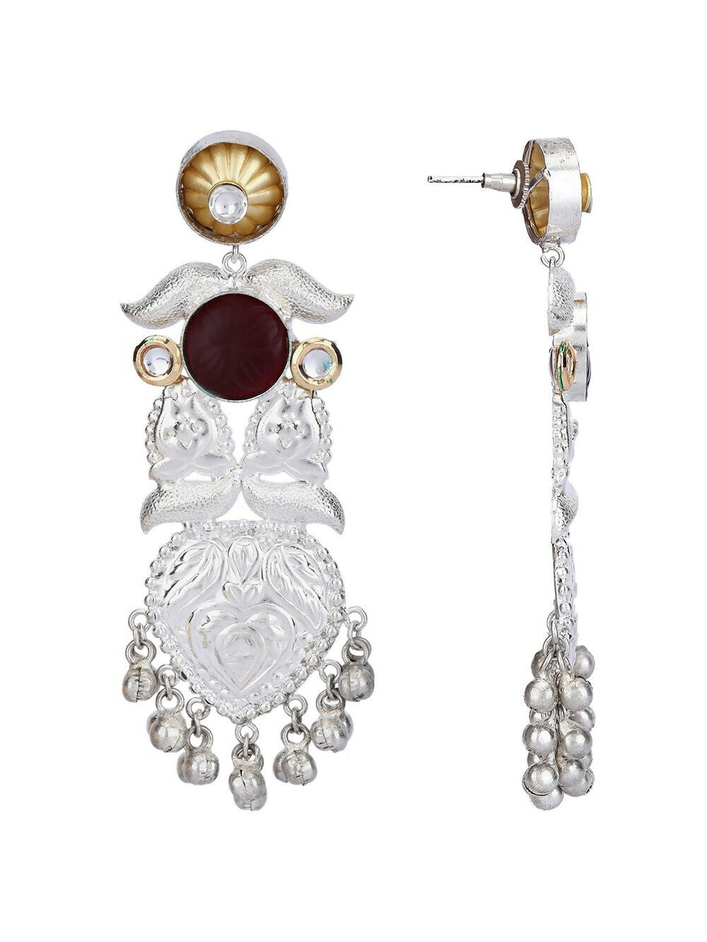 Joban Fashion Women Long Pattern Silver Tone Earrings | Swadesiicart