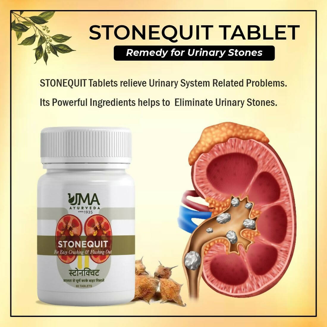 Uma Ayurveda Stonequit Tablets - Swadesiicart