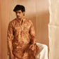 Brown Modal Silk Designer Printed Men's Kurta Set - Mahotsav