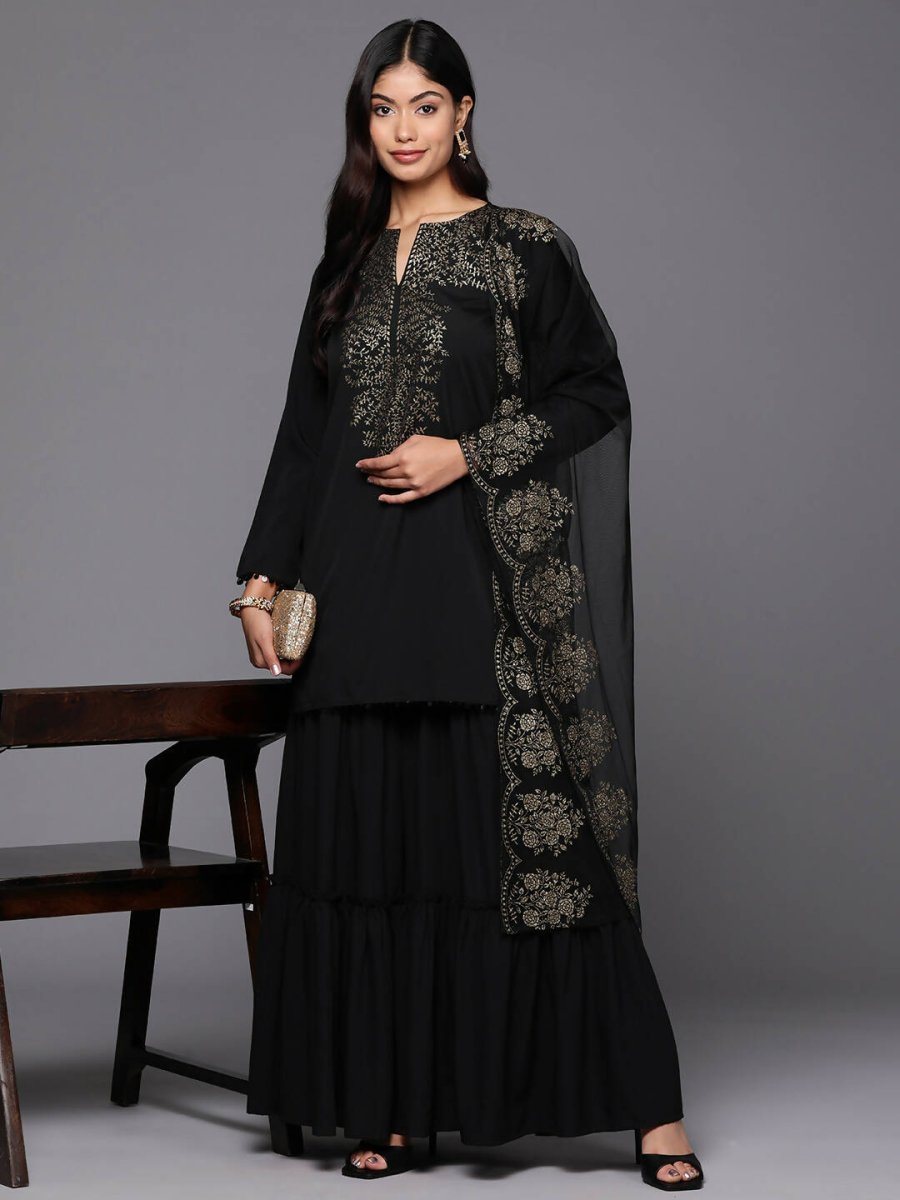 Ahalyaa Women's Traditional wear Kurta Set - Black | Swadesiicart
