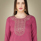 Jyoti Fashion Women's Wine Cotton Magic Slub Embroidery & Sequence work Kurta with Trouser & Dupatta | Swadesiicart