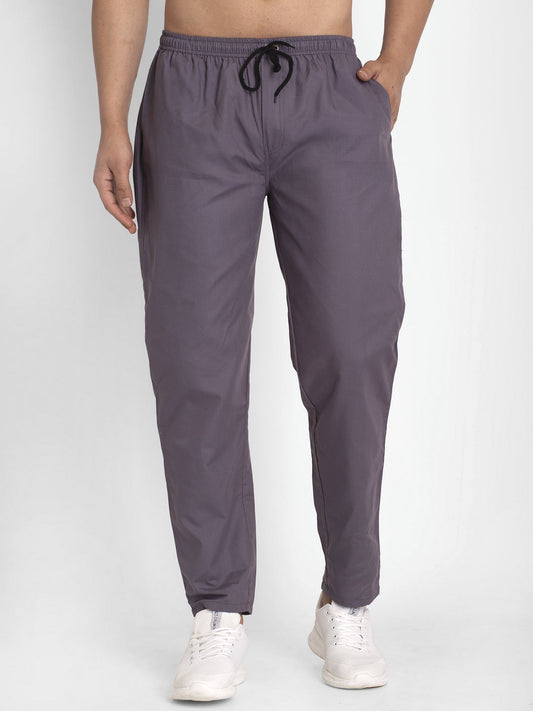 Jainish Men's Grey Solid Cotton Track Pants ( JOG 011Grey ) - Swadesiicart
