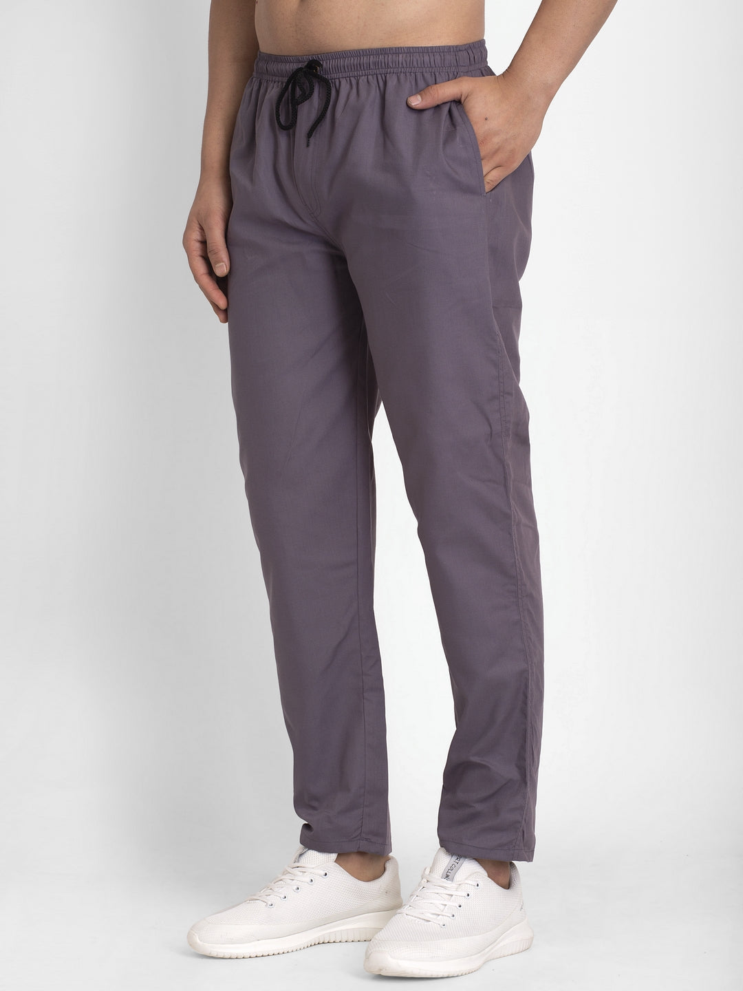 Jainish Men's Grey Solid Cotton Track Pants ( JOG 011Grey ) - Swadesiicart