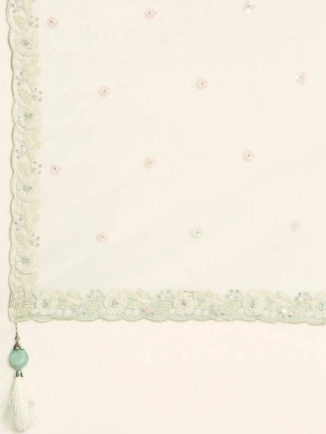 House of Panchhi Sea Green Chinon Sequins and Zarkan embroidery Lehenga choli & Dupatta | Swadesiicart
