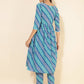 Janasya Women's Blue Cotton Bandhani Printed Casual Angrakha Co-ords - Swadesiicart