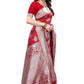 Vamika Banarasi Jacquard Weaving Red Saree (AMEE RED) | Swadesiicart