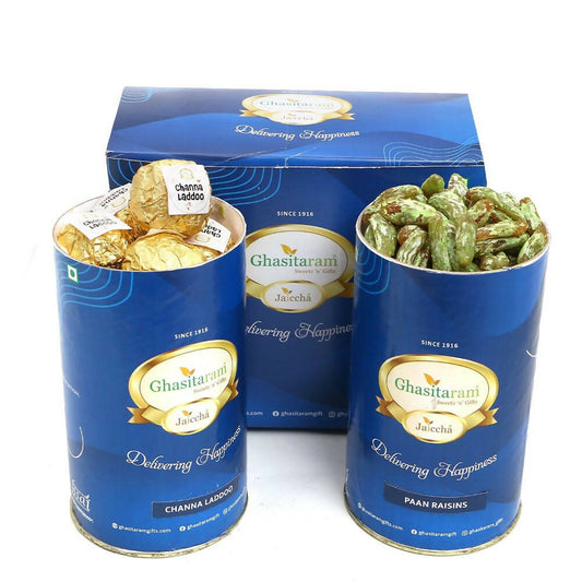 Ghasitaram Channa Laddoo and Paan Raisin Cans | Swadesiicart