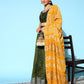 Ahalyaa Olive Green & Silver-Toned Printed Ready to Wear Lehenga & Blouse With Dupatta | Swadesiicart
