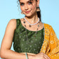 Ahalyaa Olive Green & Silver-Toned Printed Ready to Wear Lehenga & Blouse With Dupatta | Swadesiicart