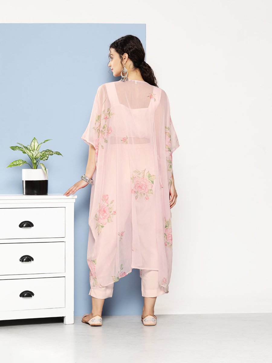 Ahalyaa Women Solid Crepe Co-Ords With Shrug - Swadesiicart