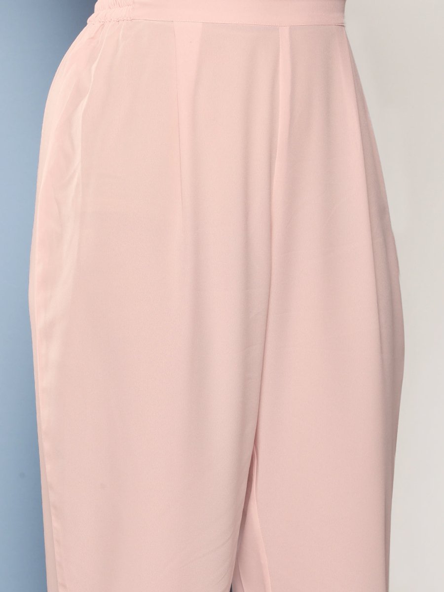Ahalyaa Women Solid Crepe Co-Ords With Shrug - Swadesiicart