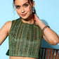 Ahalyaa Women Green & Gold-Toned Printed Co-ords - Swadesiicart