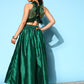 Ahalyaa Women Green & Gold-Toned Printed Co-ords - Swadesiicart