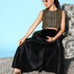 Ahalyaa Women Black & Gold-Toned Printed Co-ords - Swadesiicart