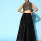 Ahalyaa Women Black & Gold-Toned Printed Co-ords - Swadesiicart