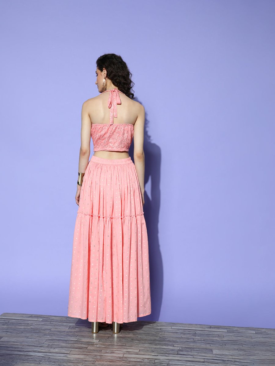 Ahalyaa Embellished Top with Skirt | Swadesiicart