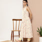 Ahalyaa Women Pink Floral Printed Empire Gotta Patti Kurta with Churidar | Swadesiicart