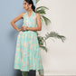 Ahalyaa Women Blue Floral Printed Gotta Patti Kurta with Churidar | Swadesiicart