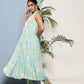 Ahalyaa Women Blue Floral Printed Gotta Patti Kurta with Churidar | Swadesiicart