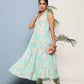 Ahalyaa Women Blue Floral Printed Gotta Patti Kurta with Churidar | Swadesiicart