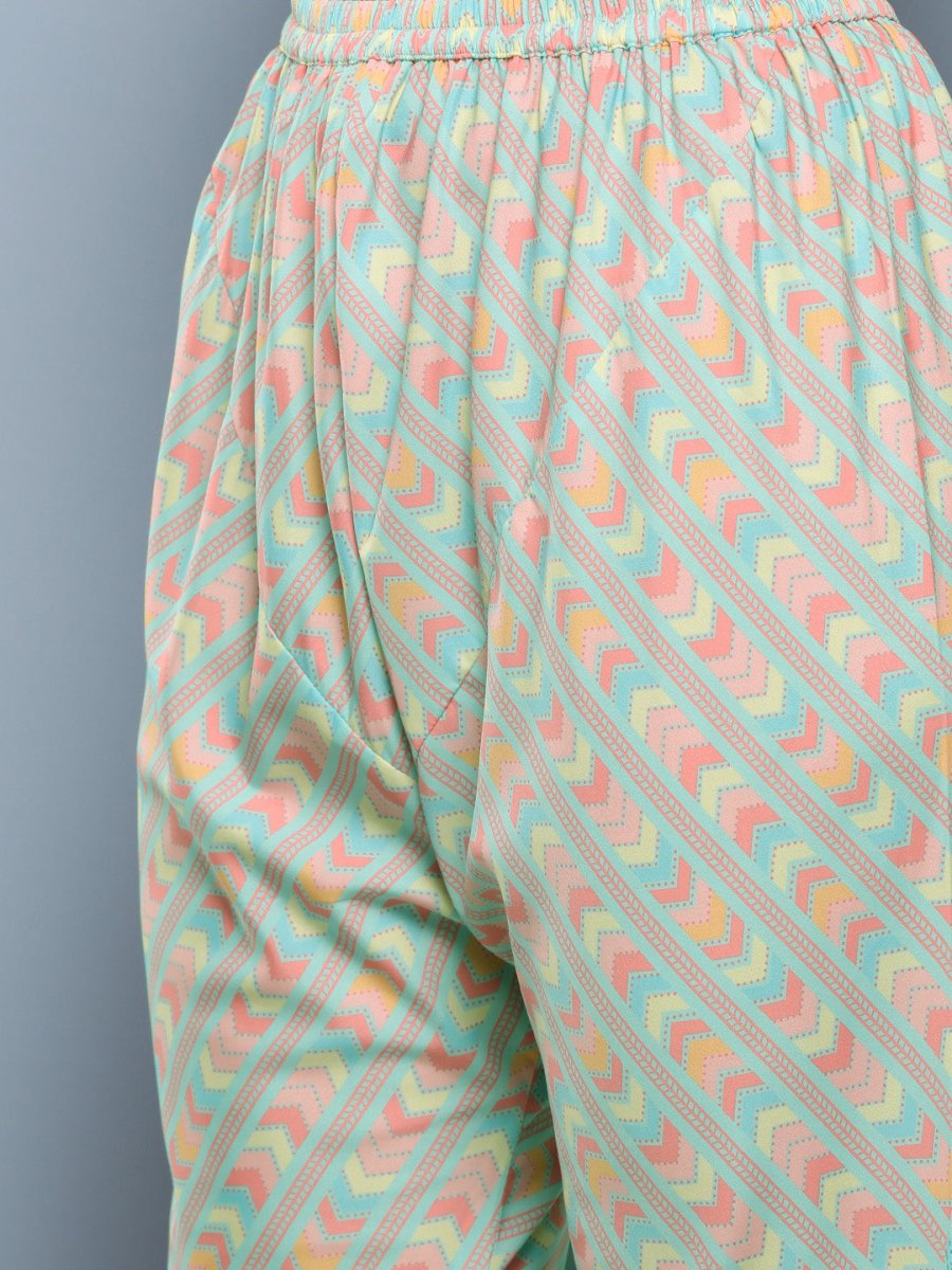 Ahalyaa Women Blue Floral Printed Gotta Patti Kurta with Churidar | Swadesiicart
