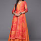 Ahalyaa Orange Striped Ethnic Maxi Dress | Swadesiicart